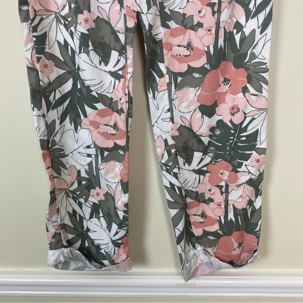 C&C California Floral Drawstring Pants Cuffed Leg Pockets Boho S - Picture 3 of 10
